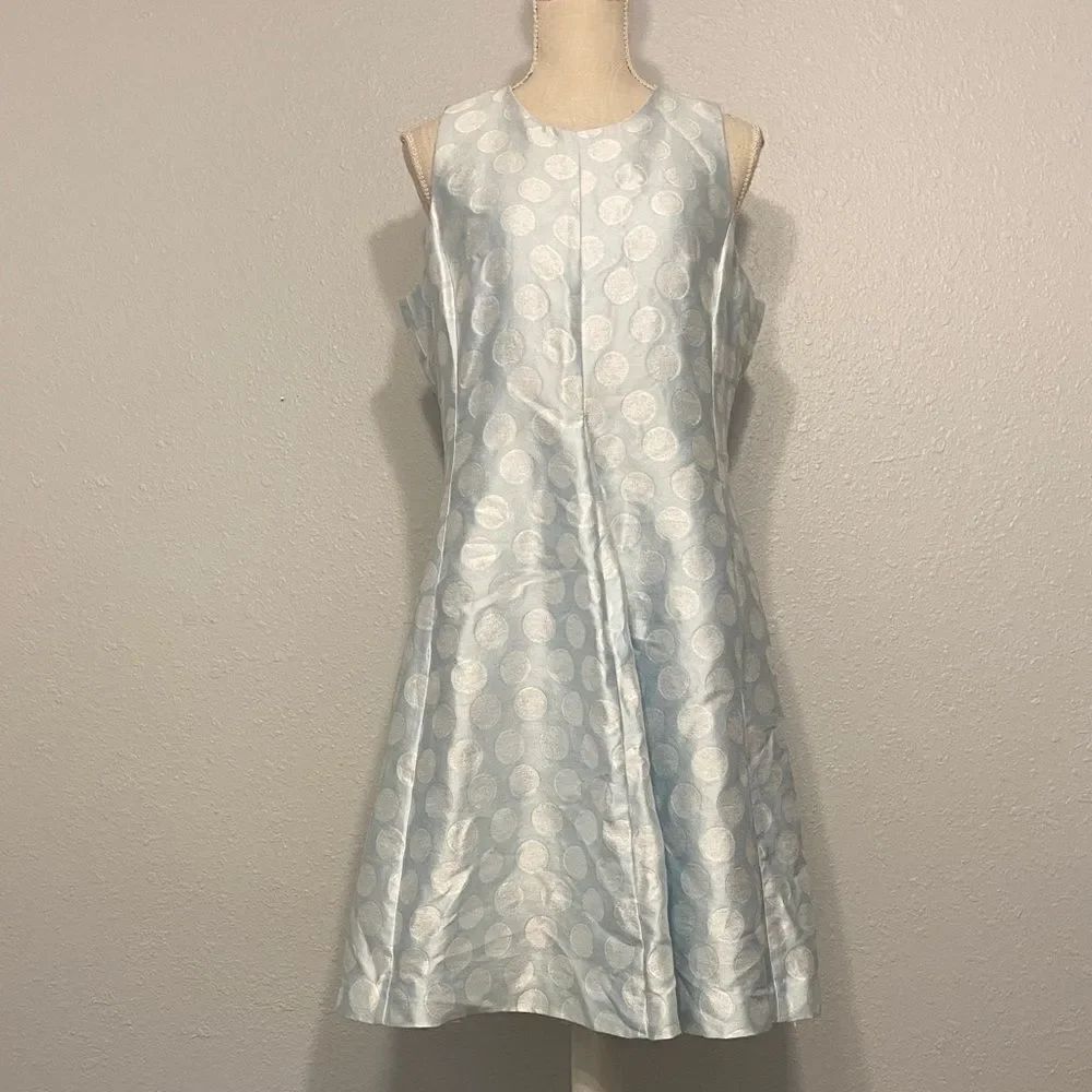 Sara Campbell Blue & White Polka Dot Sleeveless Chic Classic Dress Size 12